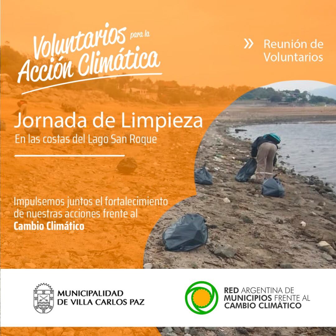 Convocatoria en Carlos Paz para una "gran jornada de limpieza de las costas del lago San Roque".