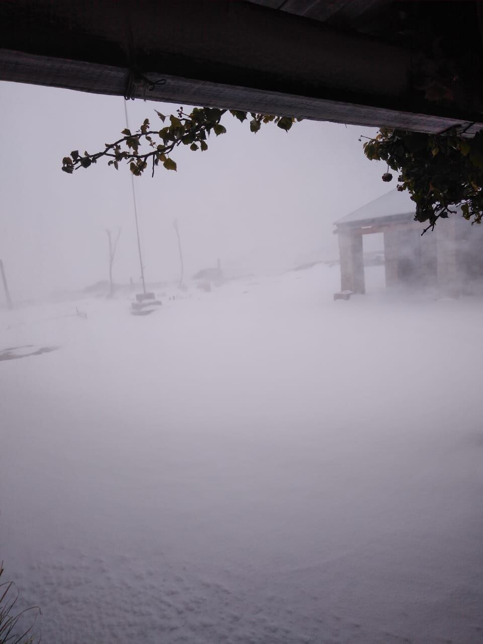 Nevada del 8 de septiembre en la escuela Florentino Ameghino Cerro Champaquí. (Esteban Parodi)