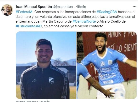 Álvaro Cuello, quien viene de jugar en Malasia, un nombre apuntado por la Tota Medina en Racing.