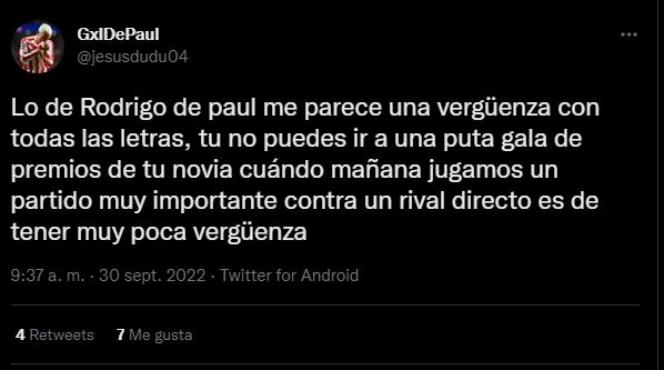 El enojo de los hinchas de Atlético de Madrid con Rodrigo De Paul.