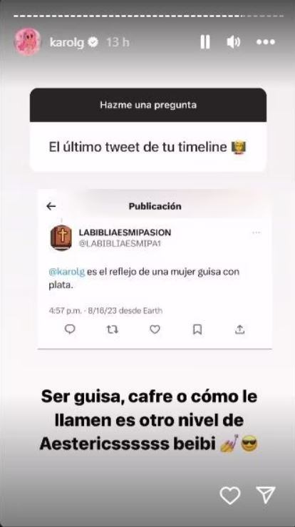 Insultaron a Karol G al llamarla “guisa con plata”, pero ella no dudó en responder