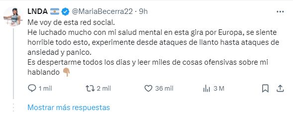 María Becerra sobre su lucha con la salud mental