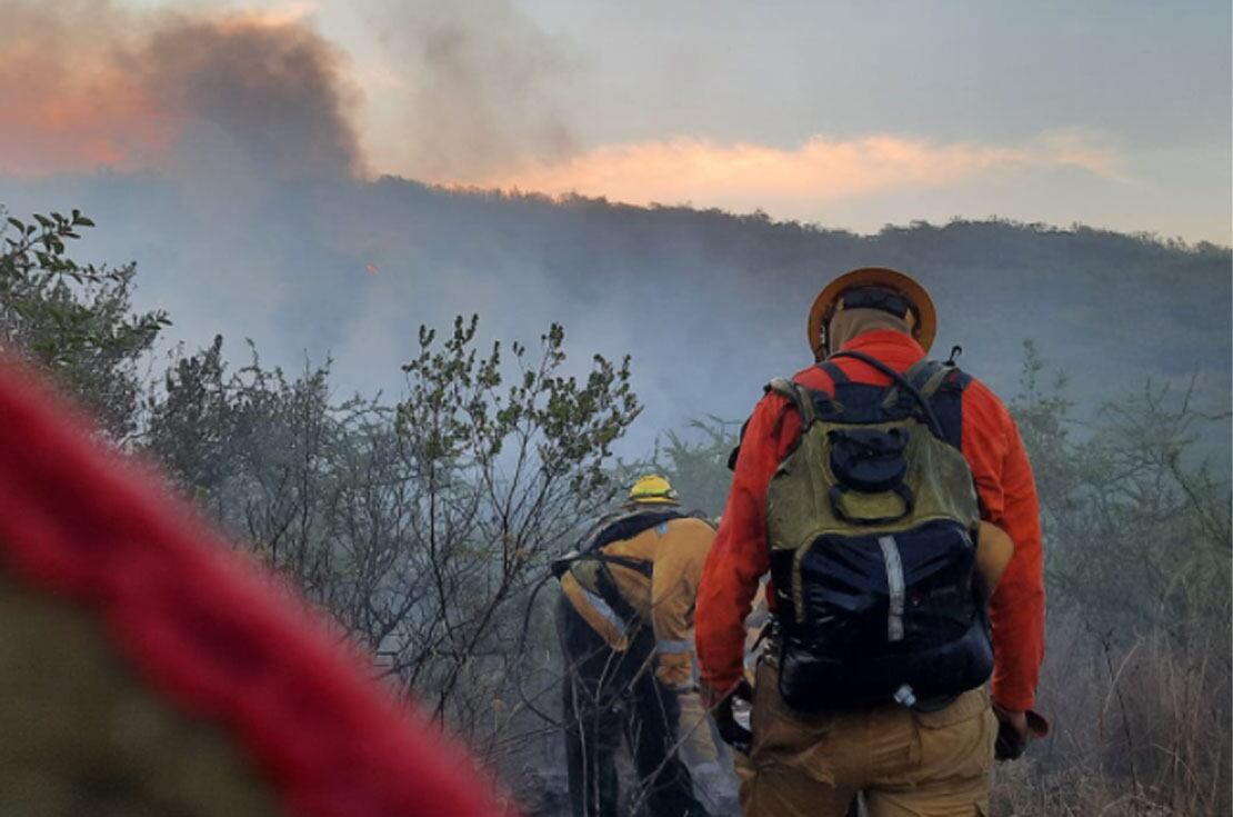 Mucho trabajo para los brigadistas, por la sequía y el calor (Bomberos Voluntarios de La Granja).