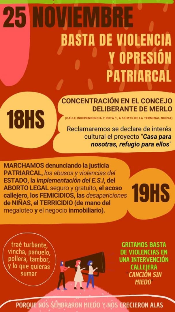 Marcha contra la violencia patriarcal en Villa de Merlo