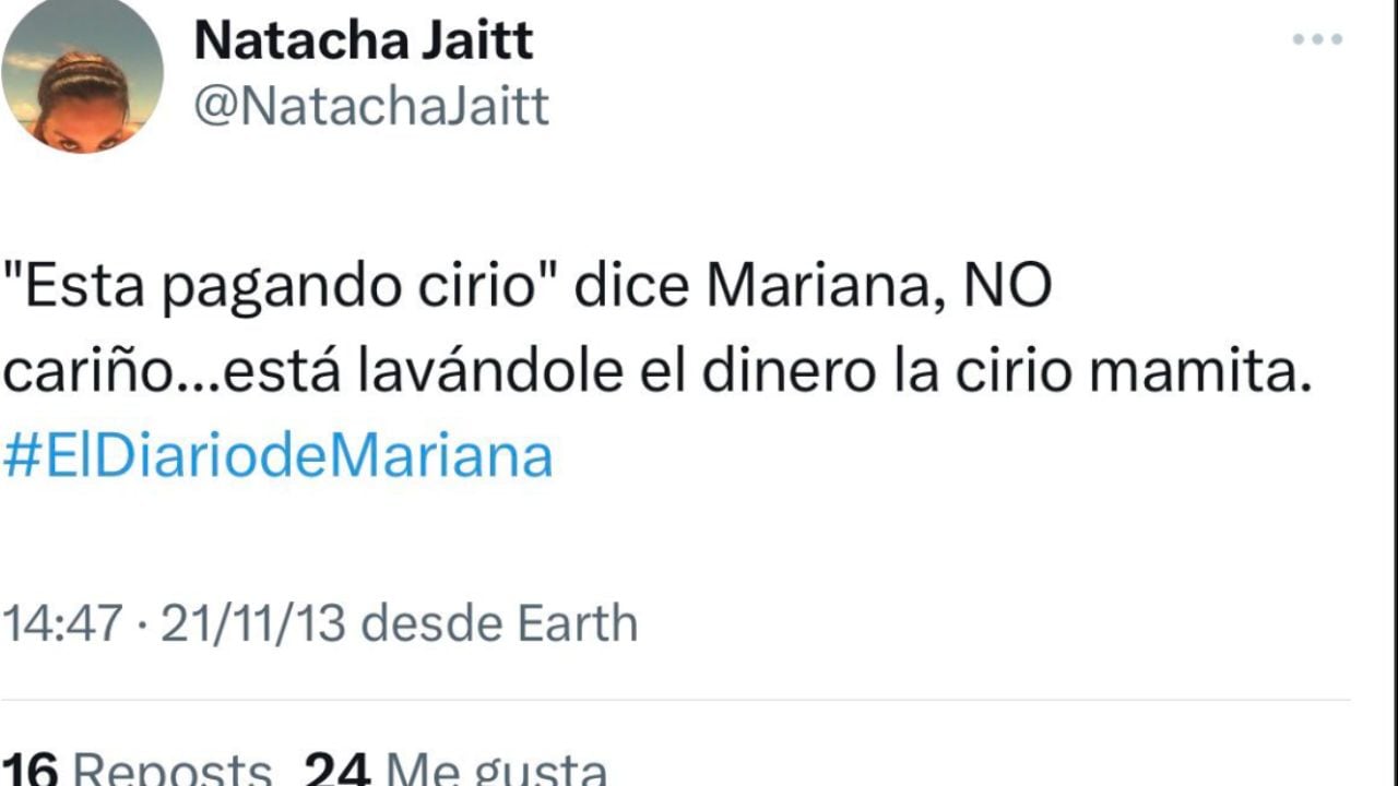 El tuit de Natacha Jaitt de 2013 que hací alusión a Jesica Cirio.