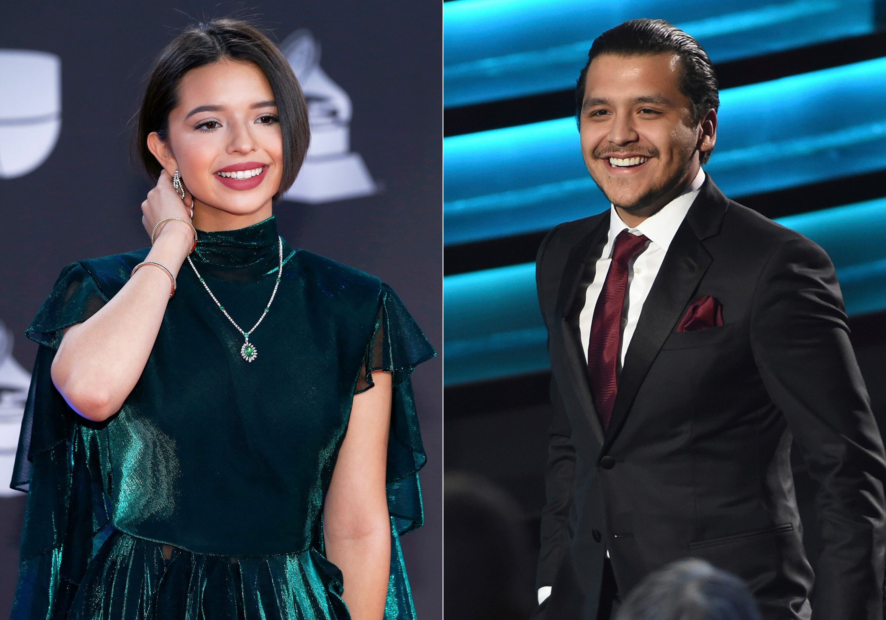 ARCHIVO - En esta combinación de fotografías Ángela Aguilar, izquierda, y Christian Nodal en la 20ª entrega de los Latin Grammy el jueves 14 de noviembre de 2019 en la MGM Grand Garden Arena en Las Vegas. Nodal y Aguilar se casaron el 24 de julio de 2024. (Foto Eric Jamison/Invision/AP, izquierda, y AP Photo/Chris Pizzello)