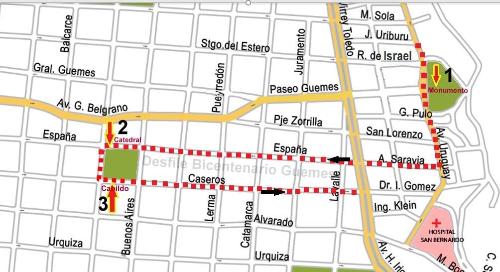 El recorrido modificado del desfile que presenta el proyecto.