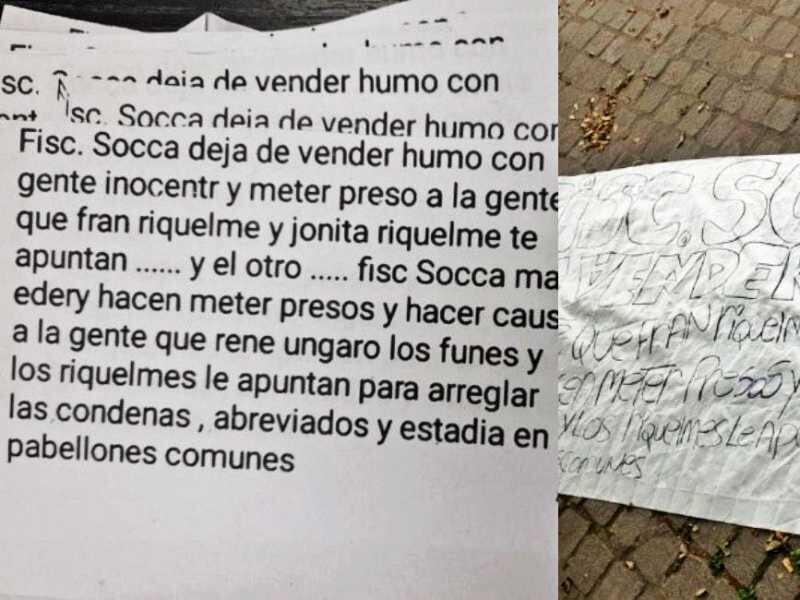 Los panfletos que Ornela A. arrojó apuntaban a fiscales