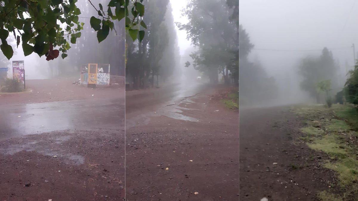 Potrerillos también amaneció con un sábado fresco, lluvioso y con niebla. Foto: Facebook Fans de Potrerillos. Mendoza, Argentina.