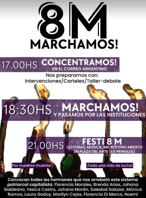 Una de las movilizaciones feministas del 8M en San Luis.