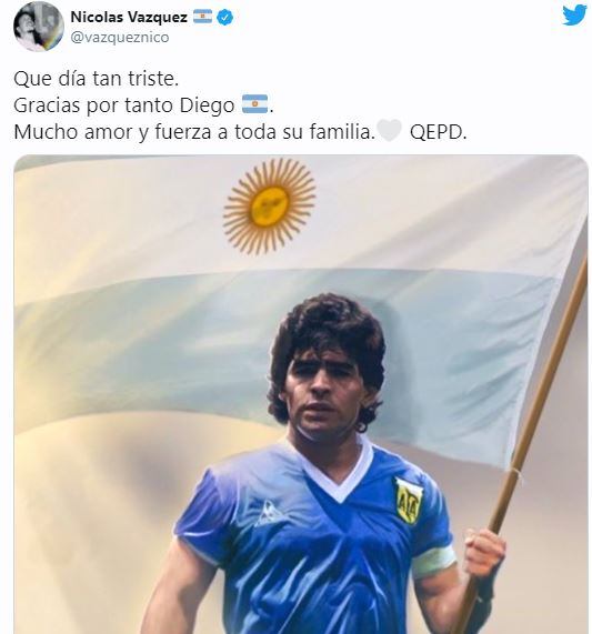 Famosos despiden a Maradona en las redes