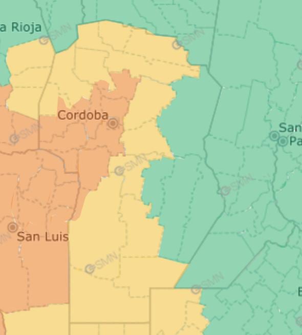 Alerta naranja y amarilla por tormentas para este sábado 22 de marzo.