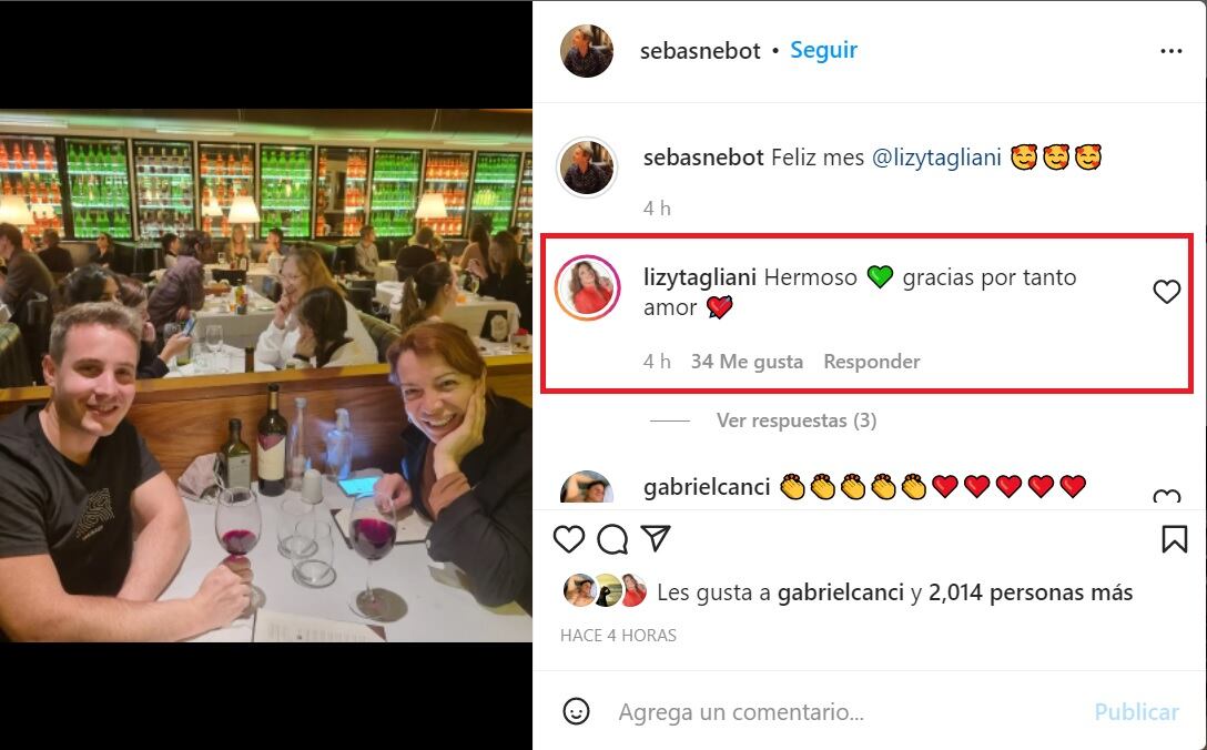 Sebastián y Lizy Tagliani celebraron su primer mes de novios.