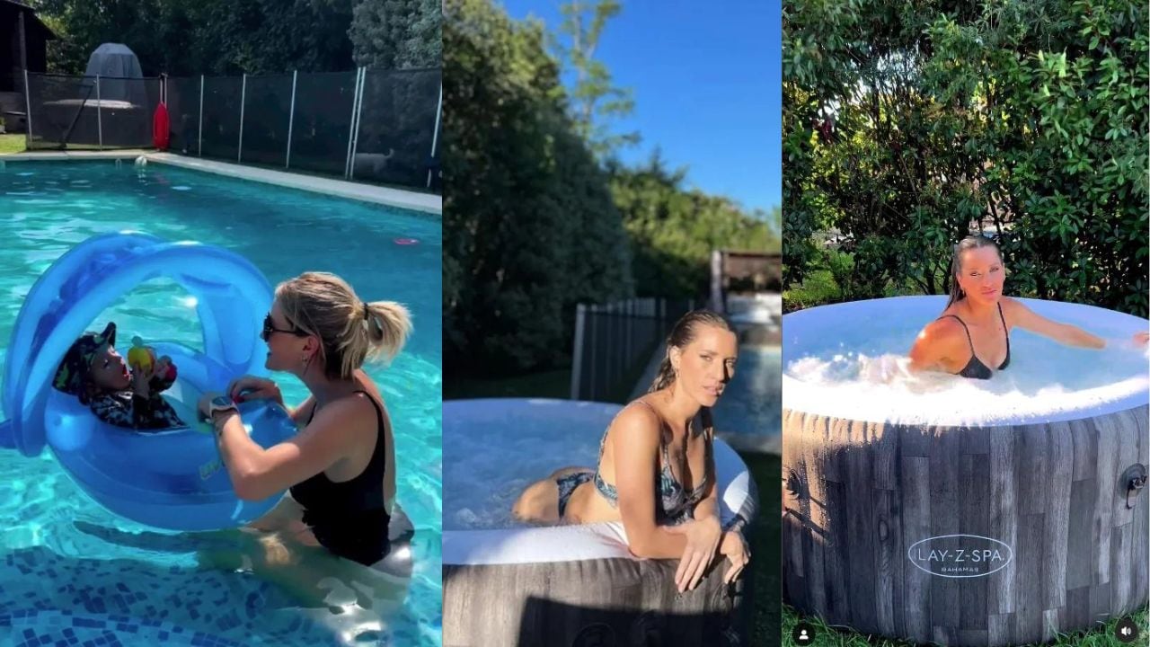 El exterior de la lujosa casa de Mica Viciconte y Fabián Cubero, donde tienen una piscina y un jacuzzi con hidromasaje