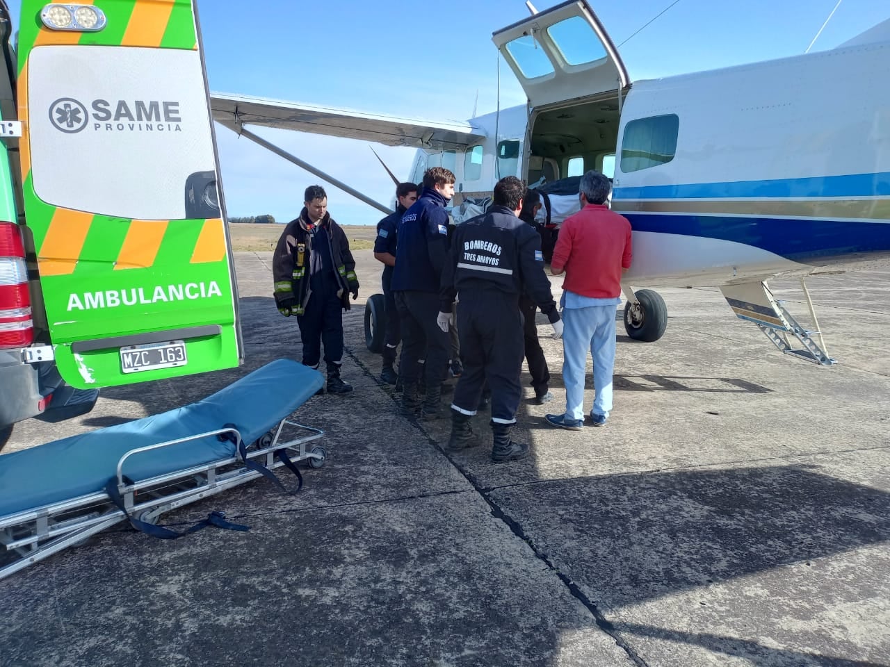 Partió un vuelo sanitario desde Tres Arroyos a La Plata