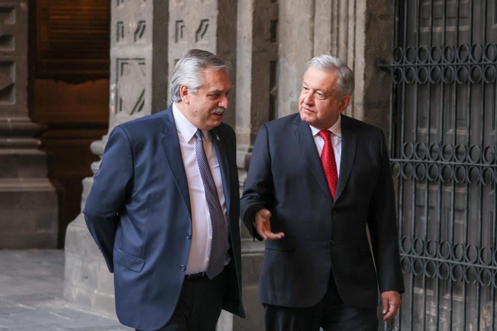 El presidente Alberto Fernández con su par de México, Andrés Manuel López Obrador (Foto: Presidencia)