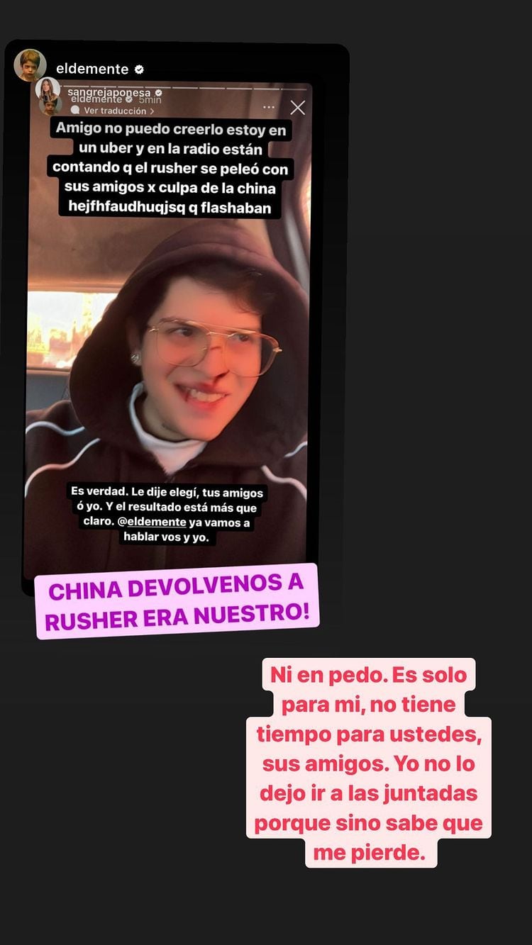 La China Suárez respondió irónica a los reclamos de los amigos de Rusherking.