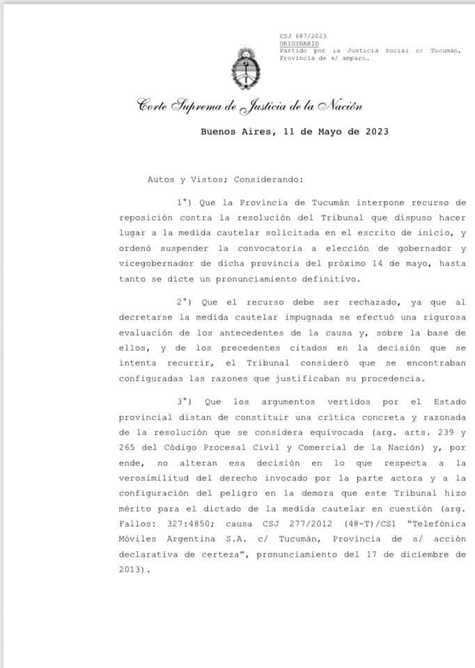 La Corte rechazó revisar su fallo sobre Tucumán.