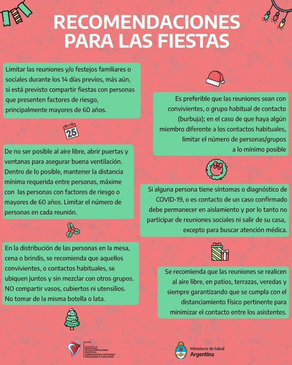 Recomendaciones para celebrar las fiestas de fin de año ante el Covid-19.