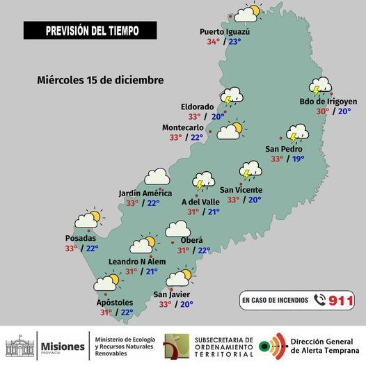 Miércoles con probabilidad de algunas precipitaciones y cielo nublado-