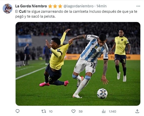 El cordobés fue destacado tras su desempeño en Argentina- Ecuador.