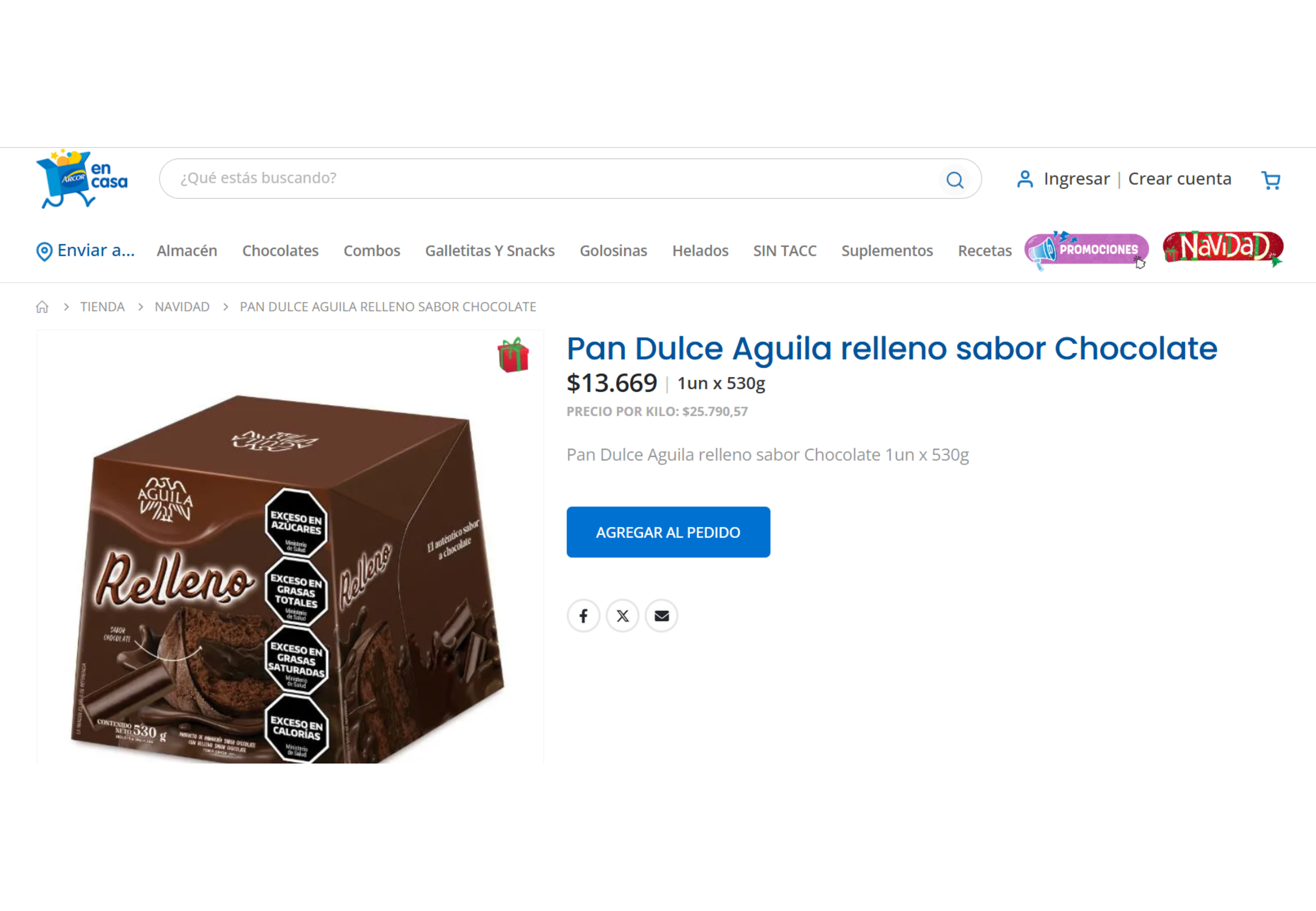 El precio oficial del pan dulce Águila Black.