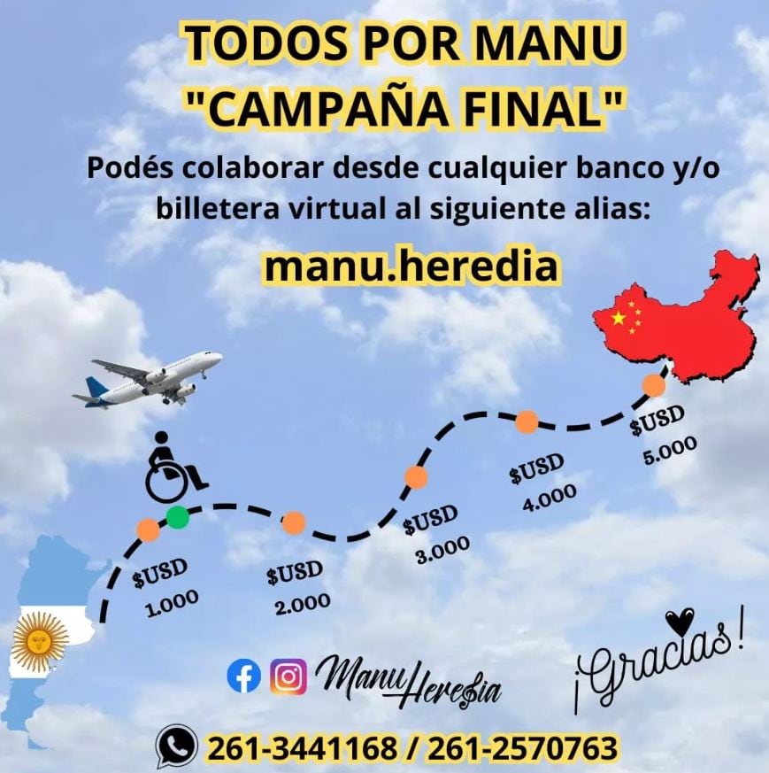 Manu Heredia necesita viajar a China para realizarse un tratamiento de células madres.