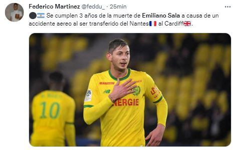 En las redes sociales se recordó a Emiliano Sala, a tres años de su muerte.