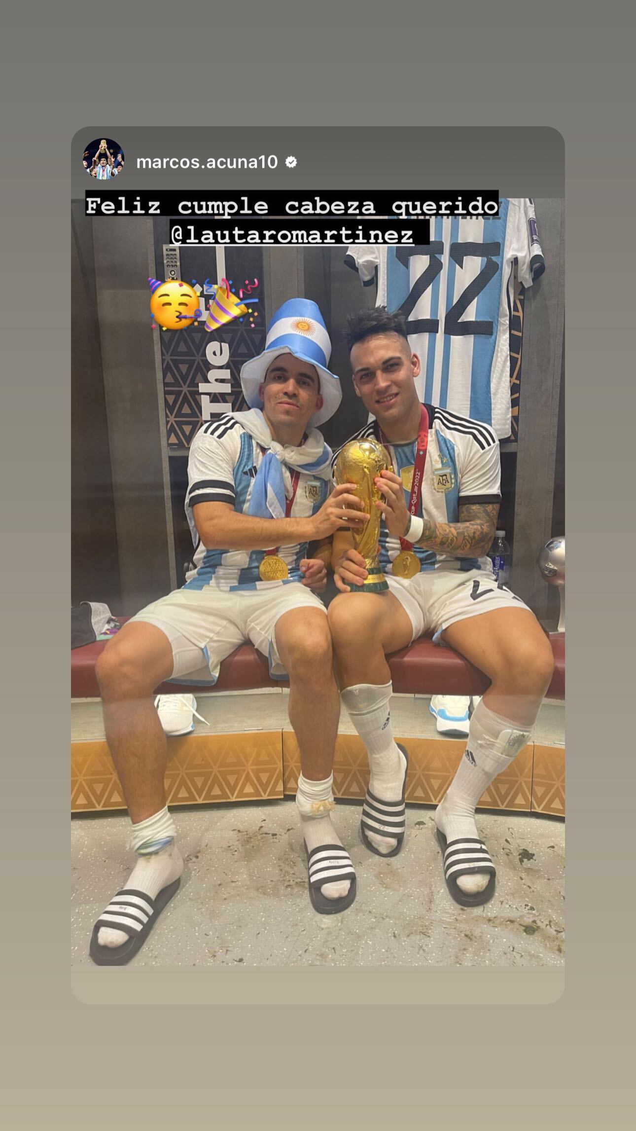 Posteo de Lautaro Martínez en sus redes sociales