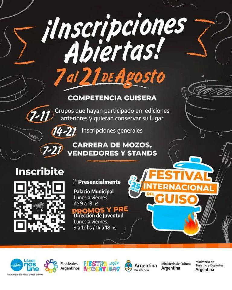 Las inscripciones para el Festival Internacional del Guiso.