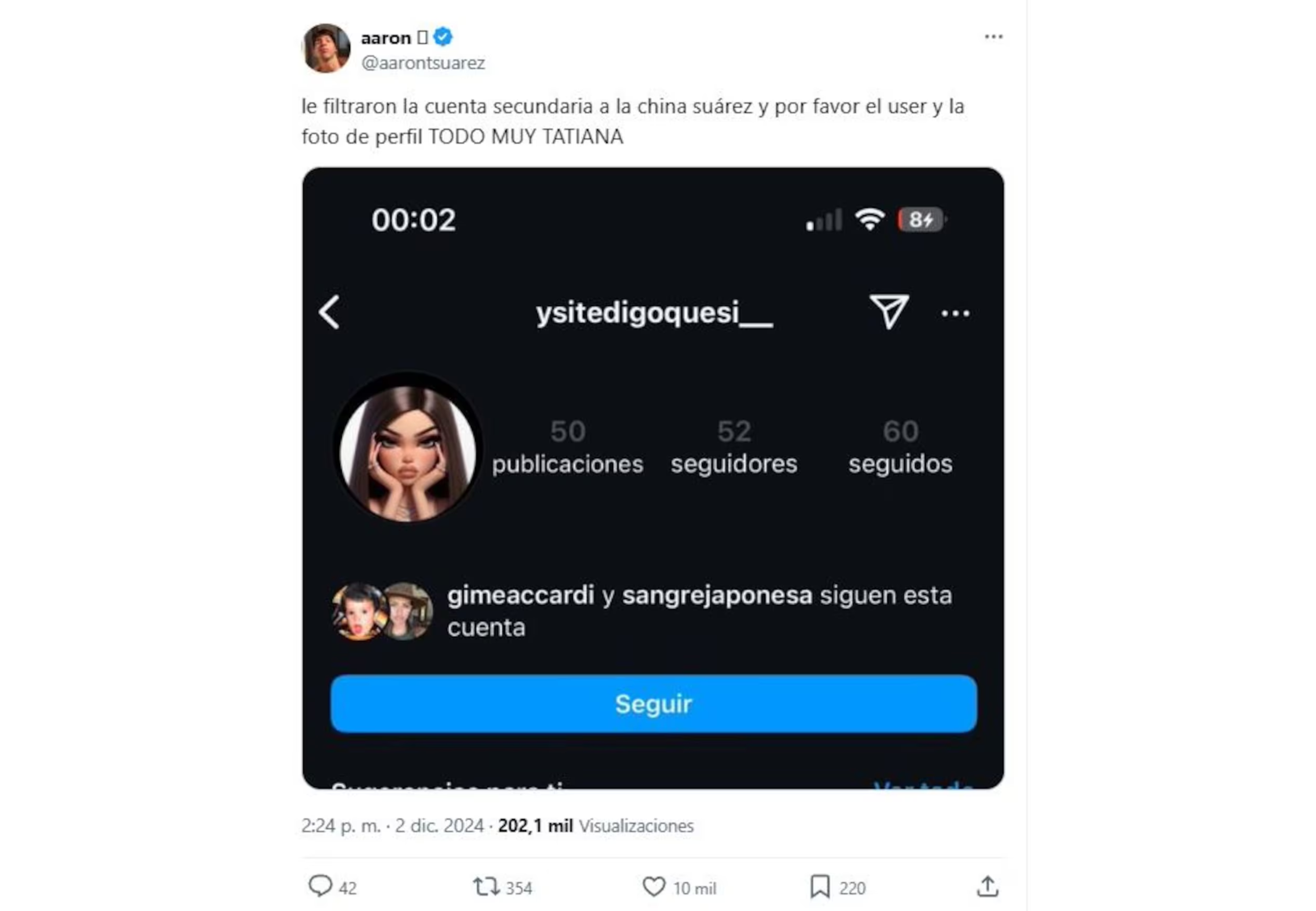 La China Suárez tendría perfiles de Instagram falsos.