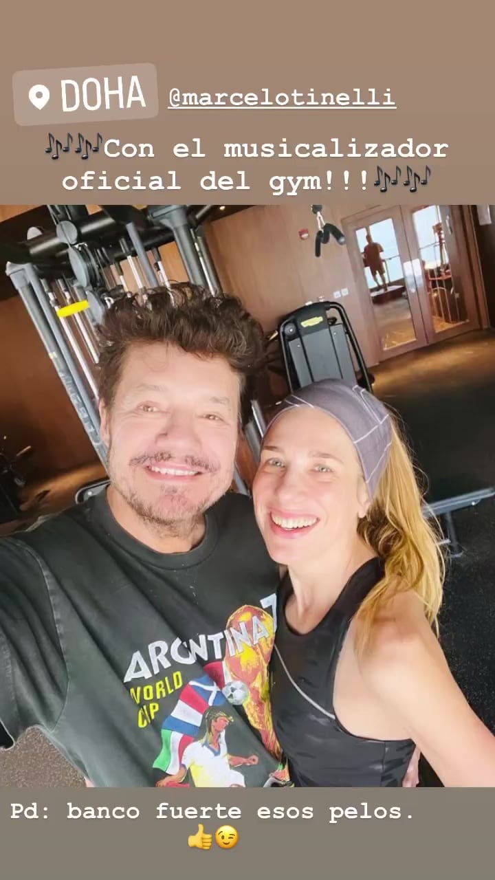 Marcelo Tinelli y Alina Moine se cruzaron en el gimnasio en Qatar y generaron rumores de romance.