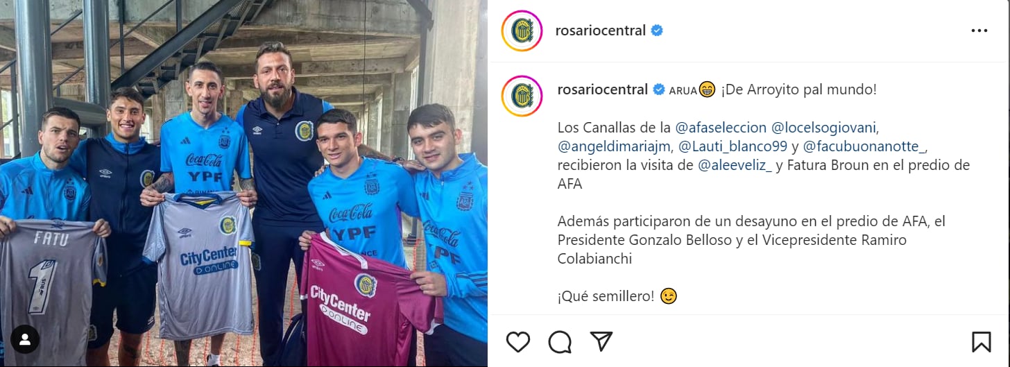 La cuenta oficial de Rosario Central se hizo eco del encuentro