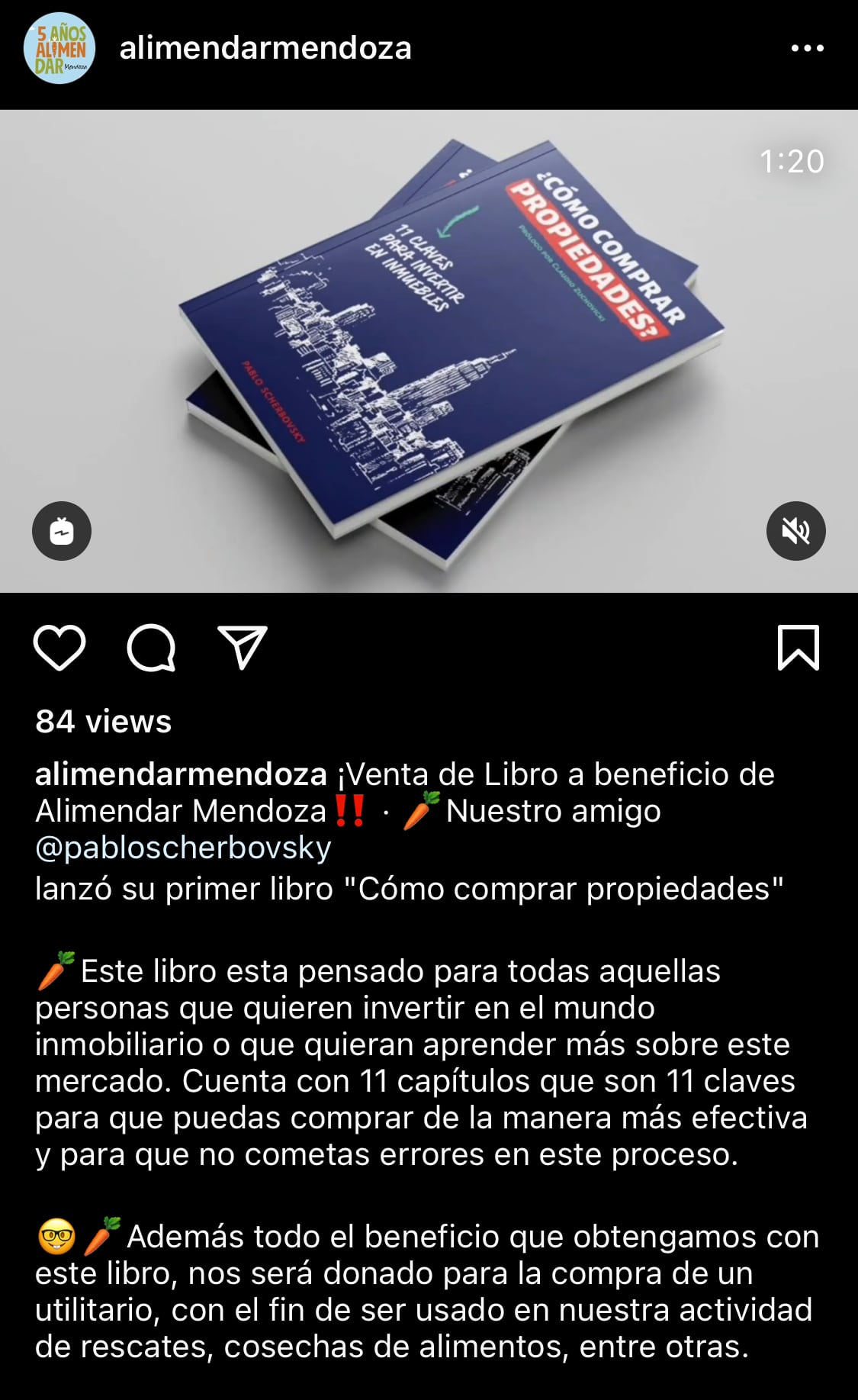 Un posteo de Instagram por la compra del  utilitario.