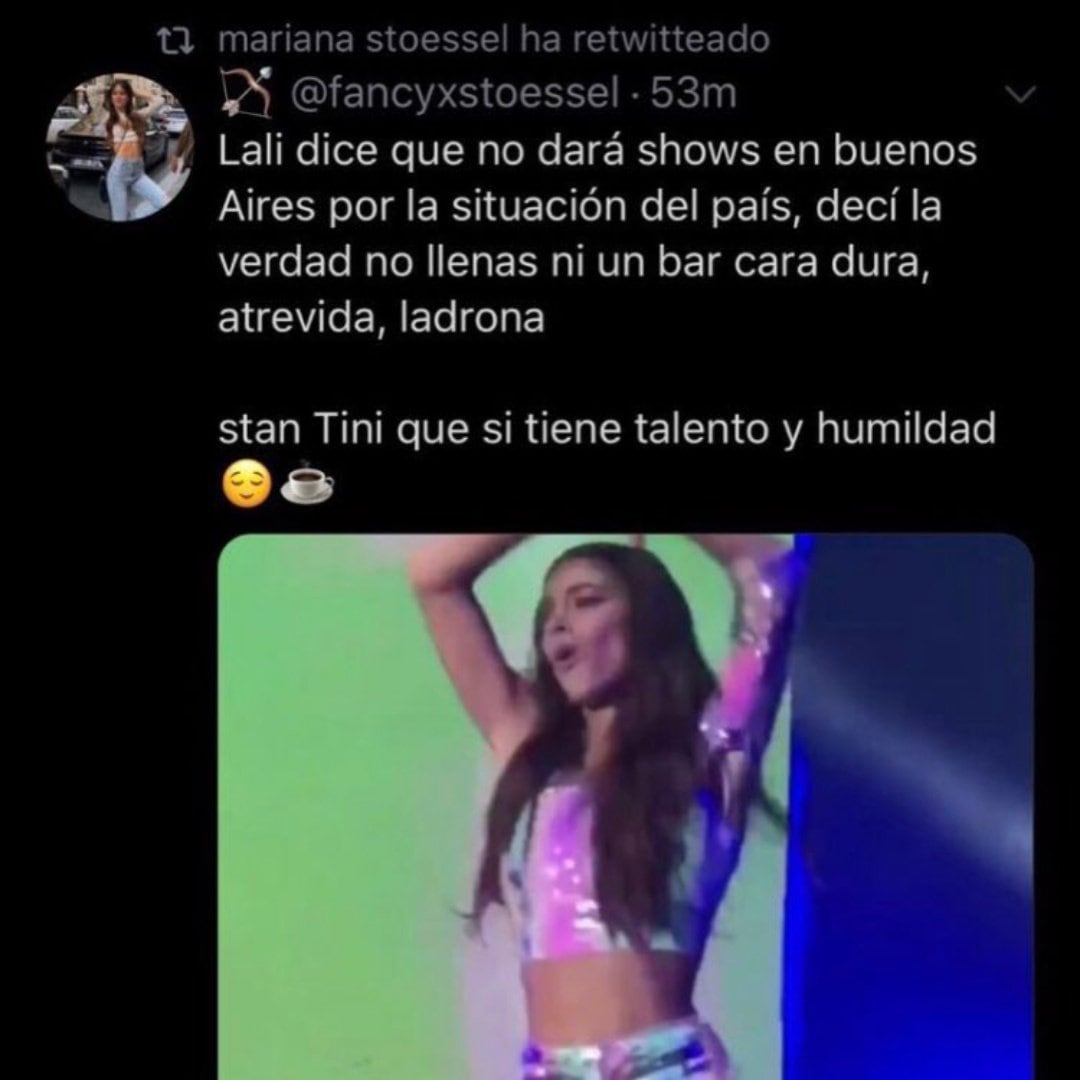 Un polémico tweet compartido por la madre de Tini