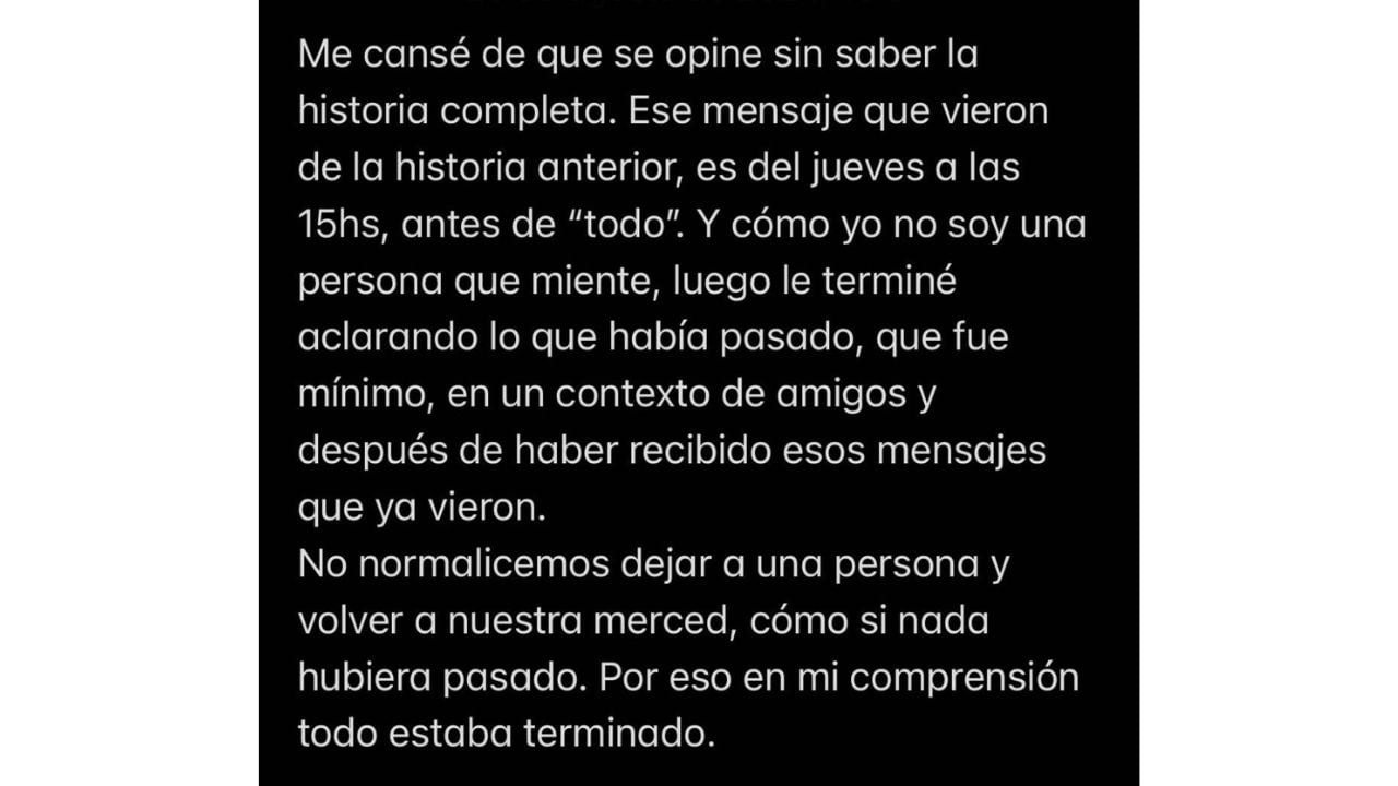 El descargo de Nicolás Grosman contra Flor Regidor.