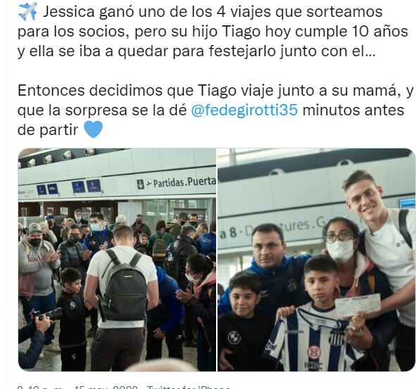 Federico Girotti le dio la noticia a una mamá y su hijo, del viaje sorpresa a Perú.