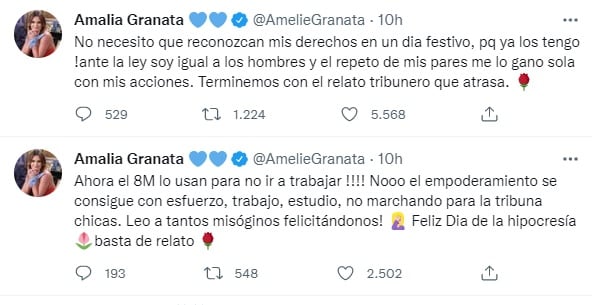 Crítica de Amalia Granata a las convocatorias por el 8M