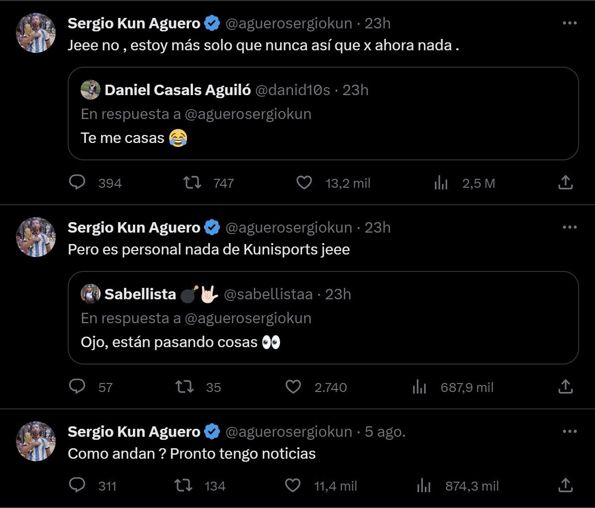 El Kun Agüero dejó indicios sobre su separación de Sofía Calzetti (Captura de pantalla)