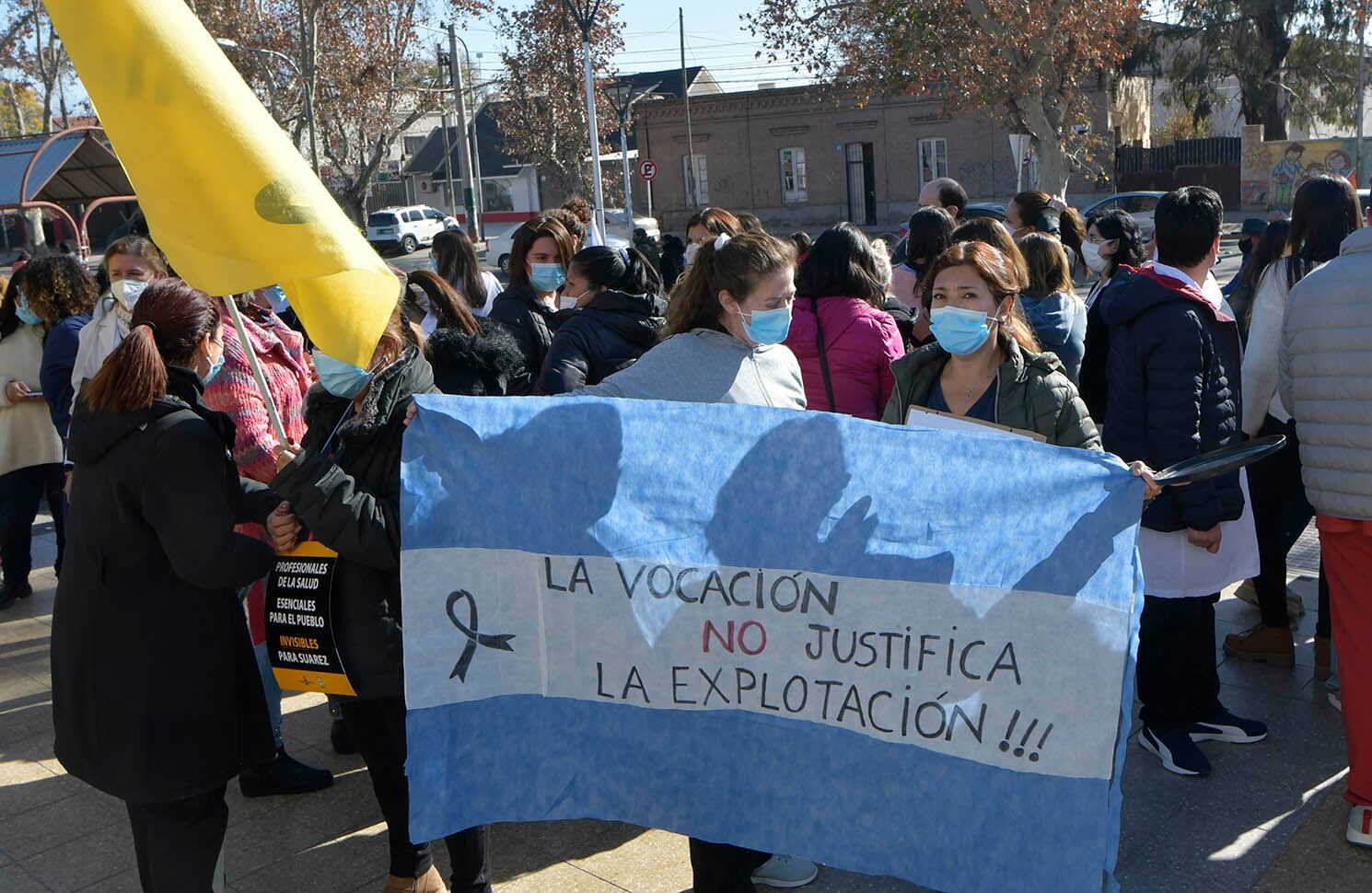 Trabajadores de la salud en protesta.
