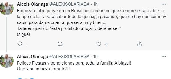 El Profe Alexis Olariaga se despidió de Talleres con un emotivo mensaje.