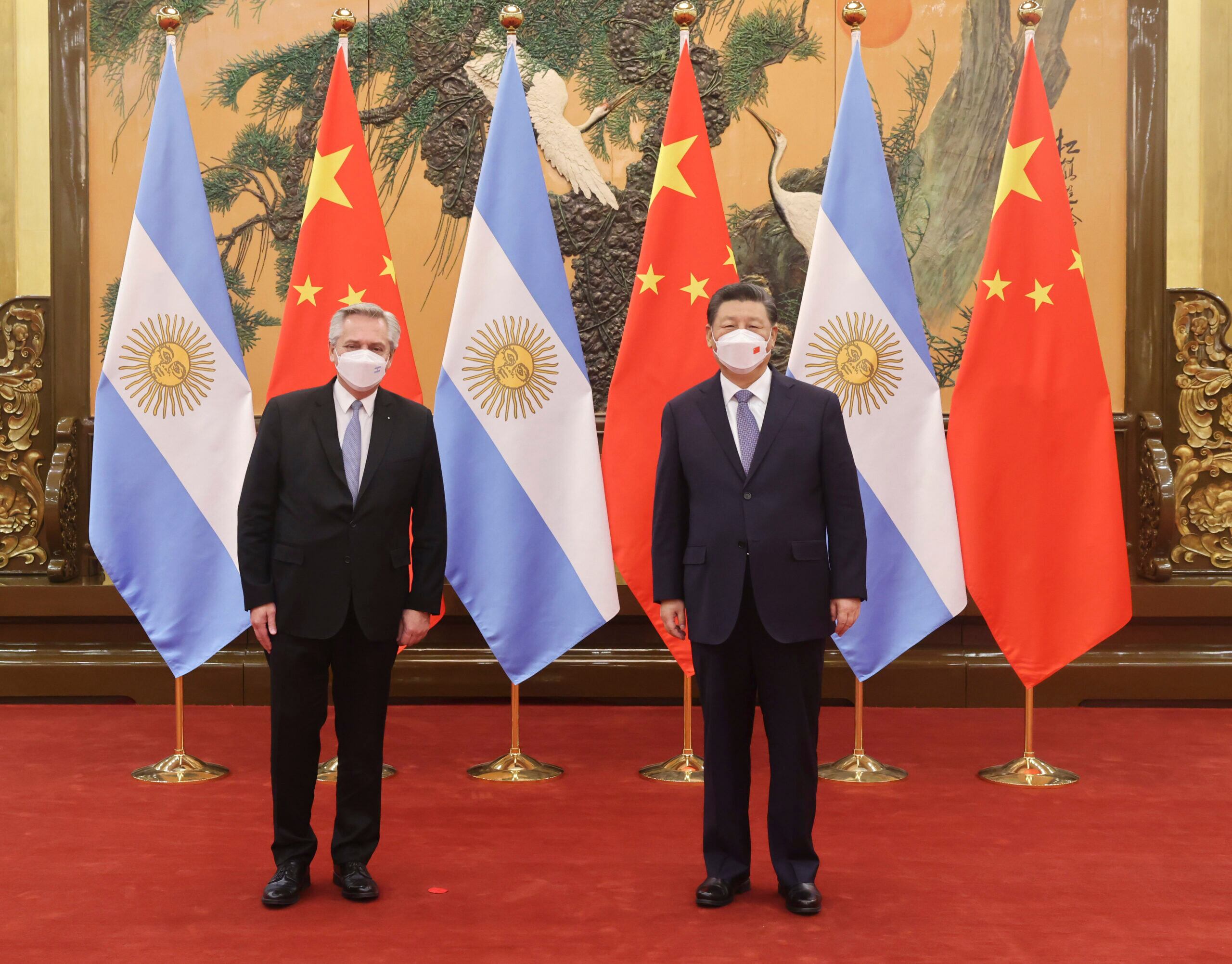 Presidente de Argentina, Alberto Fernández, junto al presidente de China, Xi Jinping