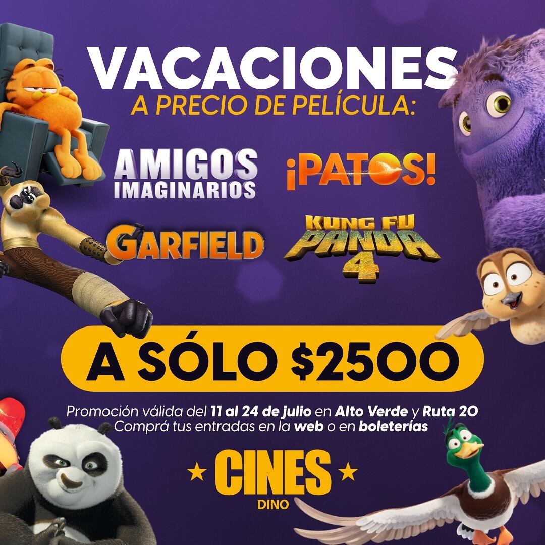 Un cine de la ciudad anunció entradas a 2.500 pesos, durante el receso escolar.