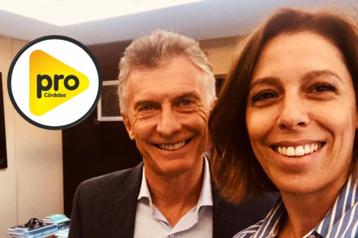 Mauricio Macri, Laura Alonso y el logo del PRO Córdoba. (Fotomontaje)