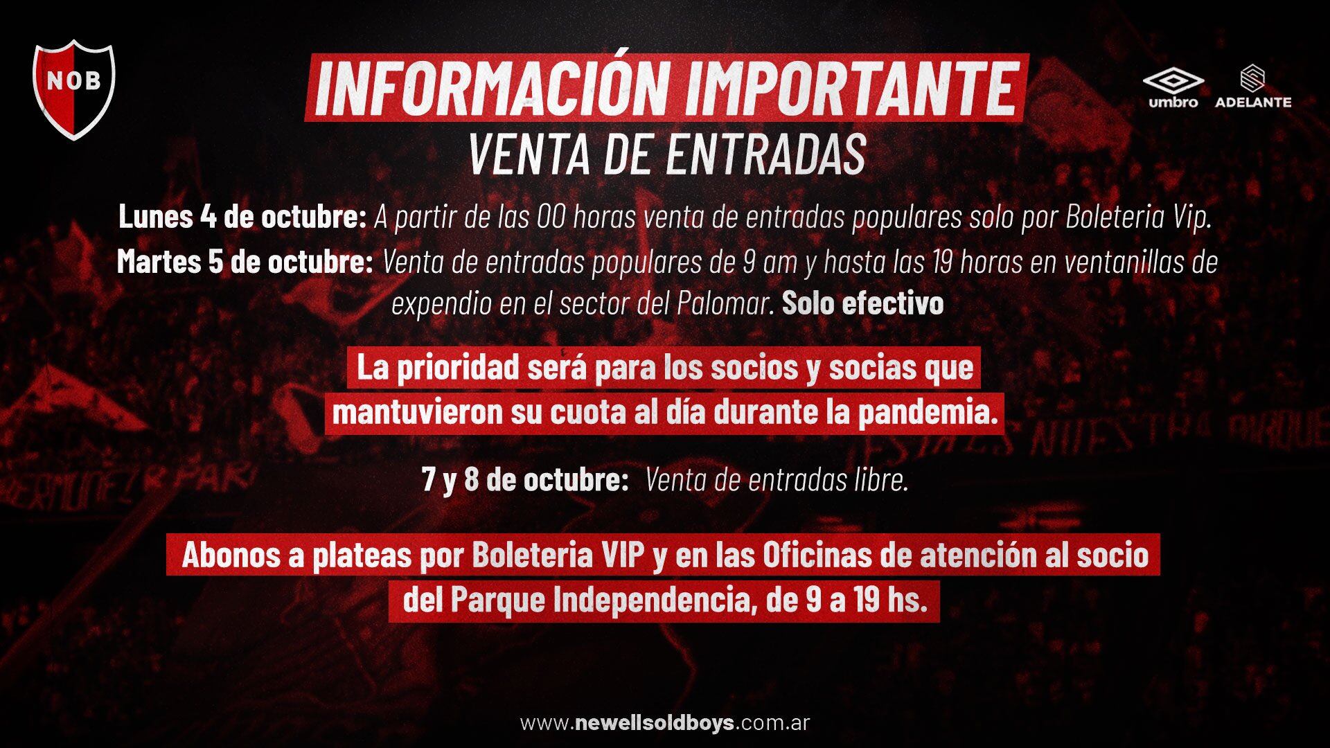 Así será la venta de entradas para vuelta de la hinchada de Newell's.