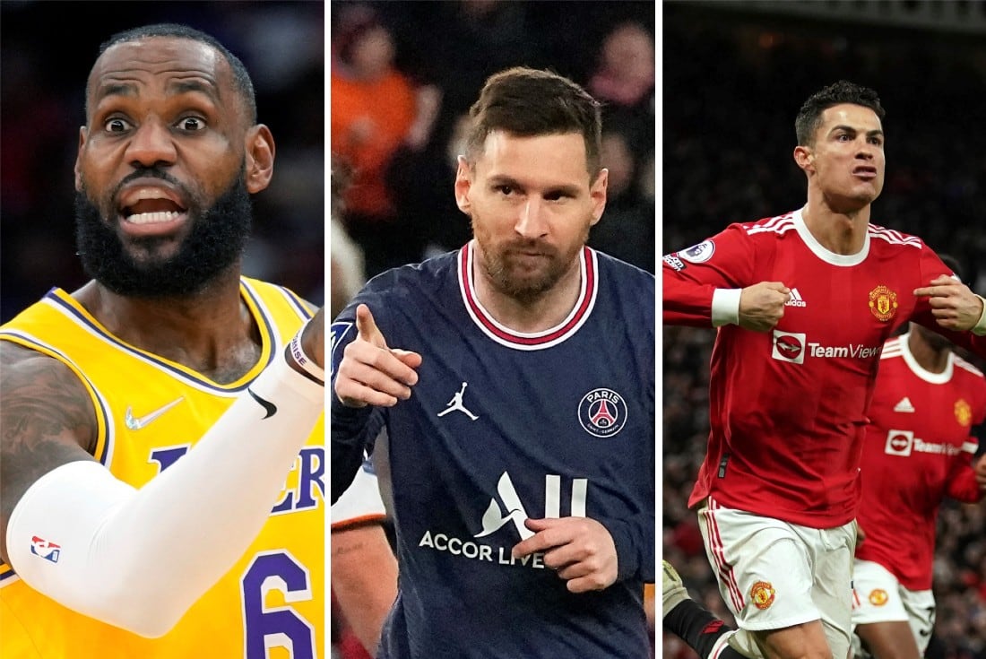 LeBron James, Lionel Messi y Cristiano Ronaldo, los que más ganan en el mundo del deporte.