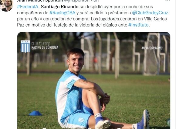 Rinaudo se sumaría a Godoy Cruz.