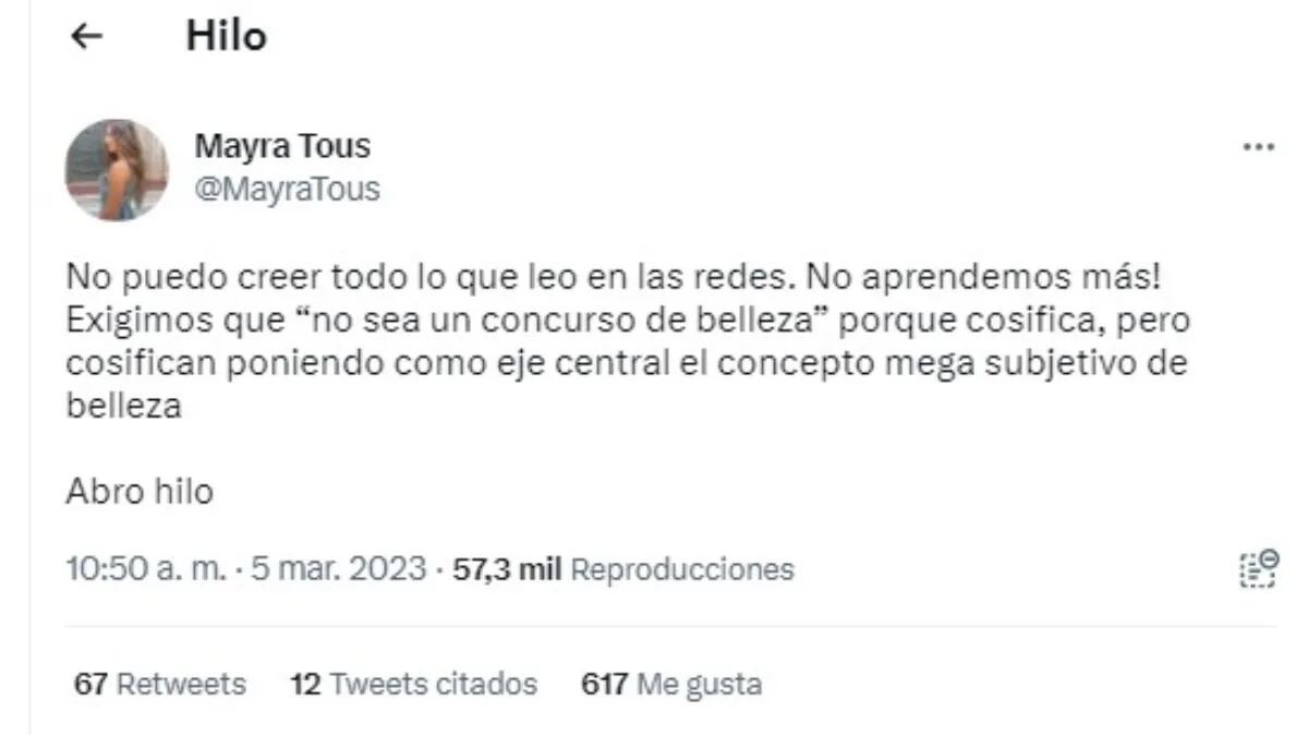 Tweet de la Reina Nacional de la Vendimia 2020 - 2021.