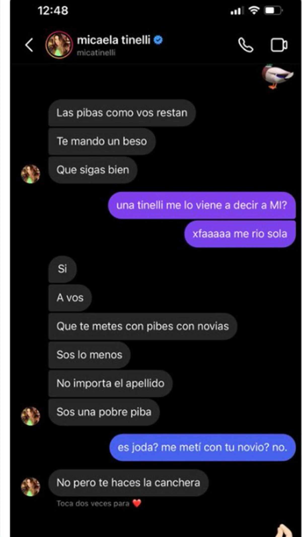 La conversación de Mica con la actriz.