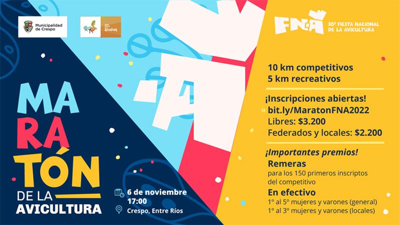 Se viene la maratón de la Avicultura el 6 de noviembre.